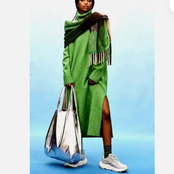 Anthropologie 3X Turtleneck Cocoon Sweater Dress Green Daily Practice NWT Plus - Picture 6 of 8